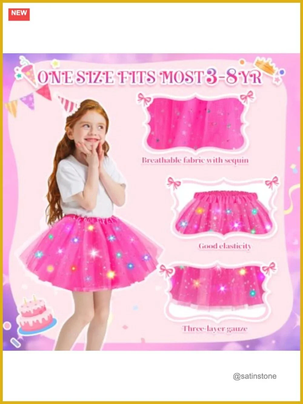 Girls LED Light Up Tutu Skirt & Fairy Wand